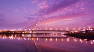Taipei, Modern architecture, Sunset, Urban, Night lights, Purple sky, Pink, Taiwan, Reflection, 4K wallpaper