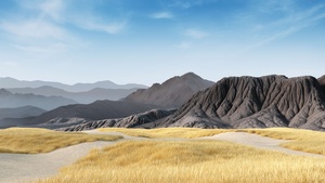 Mountains, Clear sky, Grass field, Landscape, Stock, 4K wallpaper
