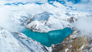 China, Nature, Sky, Lake, Pond, Snow, Mountains, Mountain, Clouds, 4K wallpaper