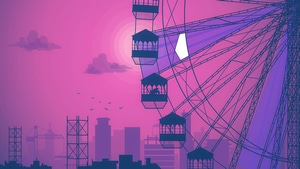 Ferris Wheel, Couple, Love, Dancing, Minimalism, Minimalist, Artist, Artwork, Digital Art, 4K wallpaper