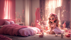 Barbie, Room, Cute Girl, Girly backgrounds, Pink aesthetic, AI art, 4K wallpaper
